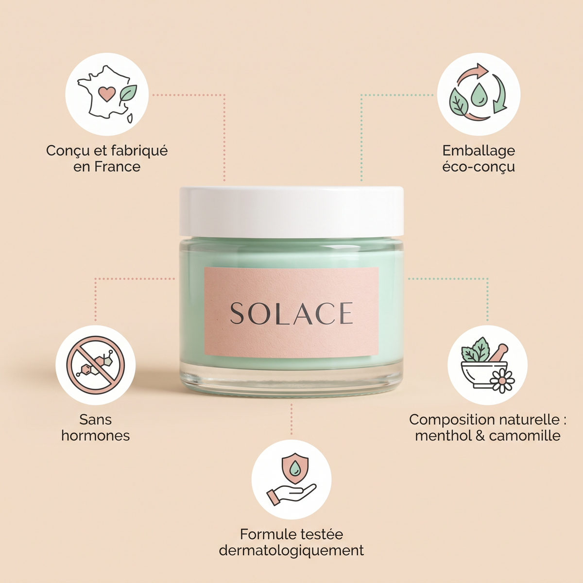 Solace - badges de reassurance
